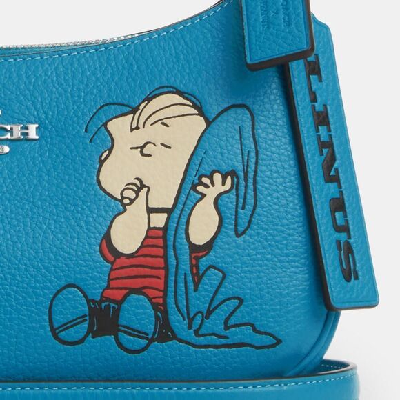 Coach X Peanuts Leather Teri Shoulder Bag With Linus Crossbody Purse - Picture 8 of 13